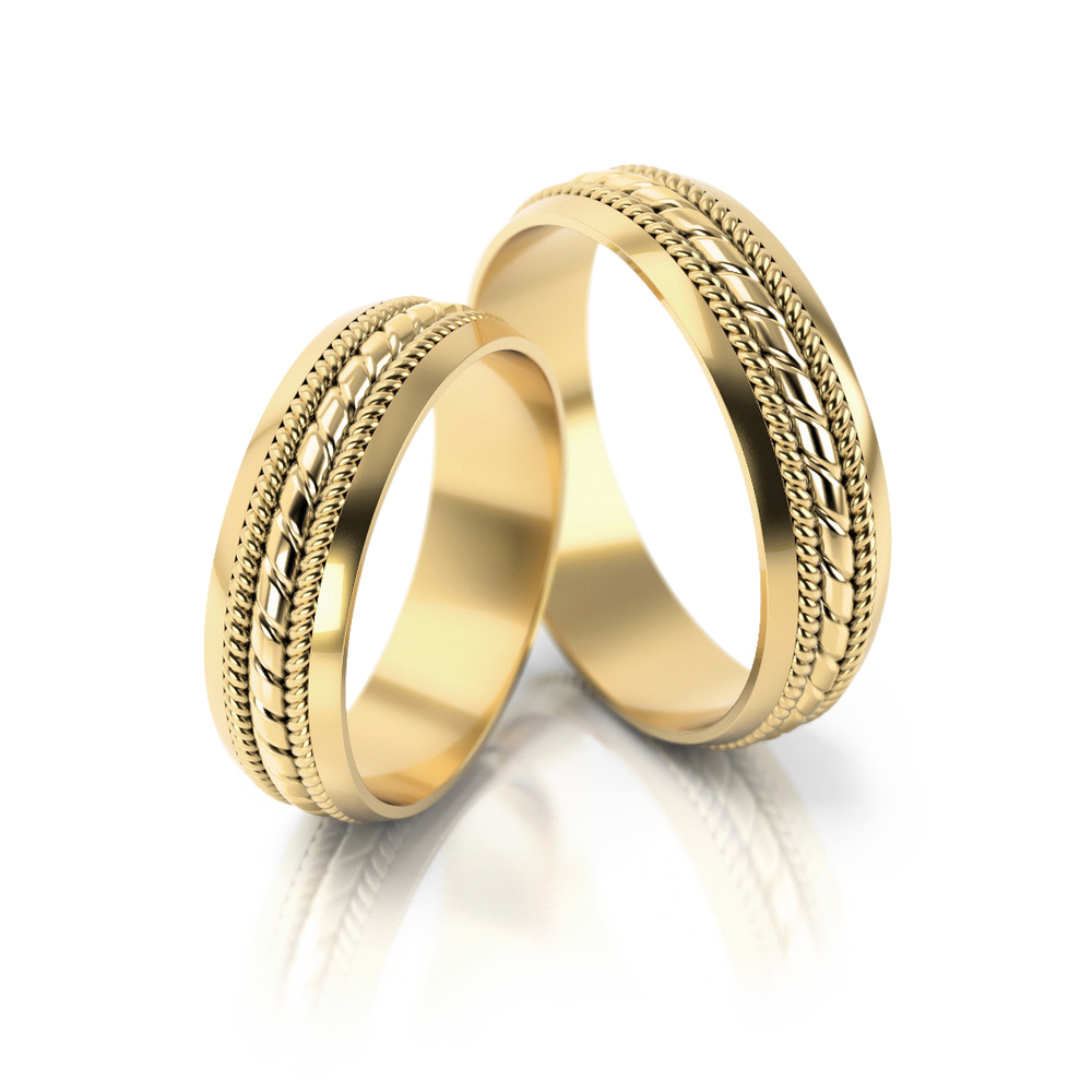 
                  
                    Dviejų spalvų vestuviniai žiedai su pynės raštu (5.5 mm)
                  
                