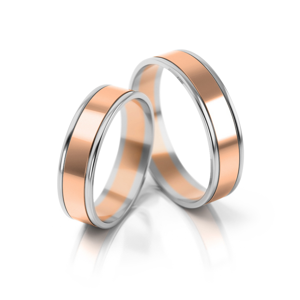 
                  
                    Dviejų spalvų vestuviniai žiedai su baltos juostos akcentu (5 mm)
                  
                