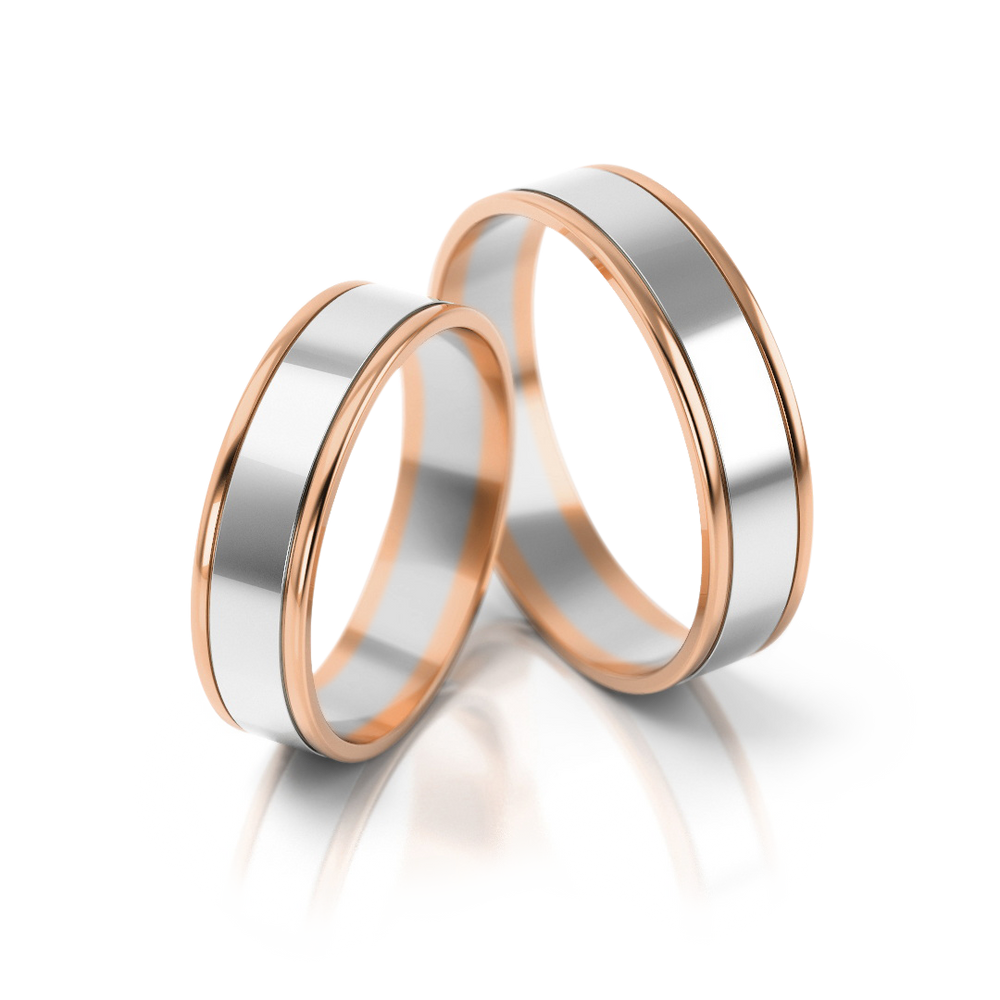 
                  
                    Dviejų spalvų vestuviniai žiedai su baltos juostos akcentu (5 mm)
                  
                