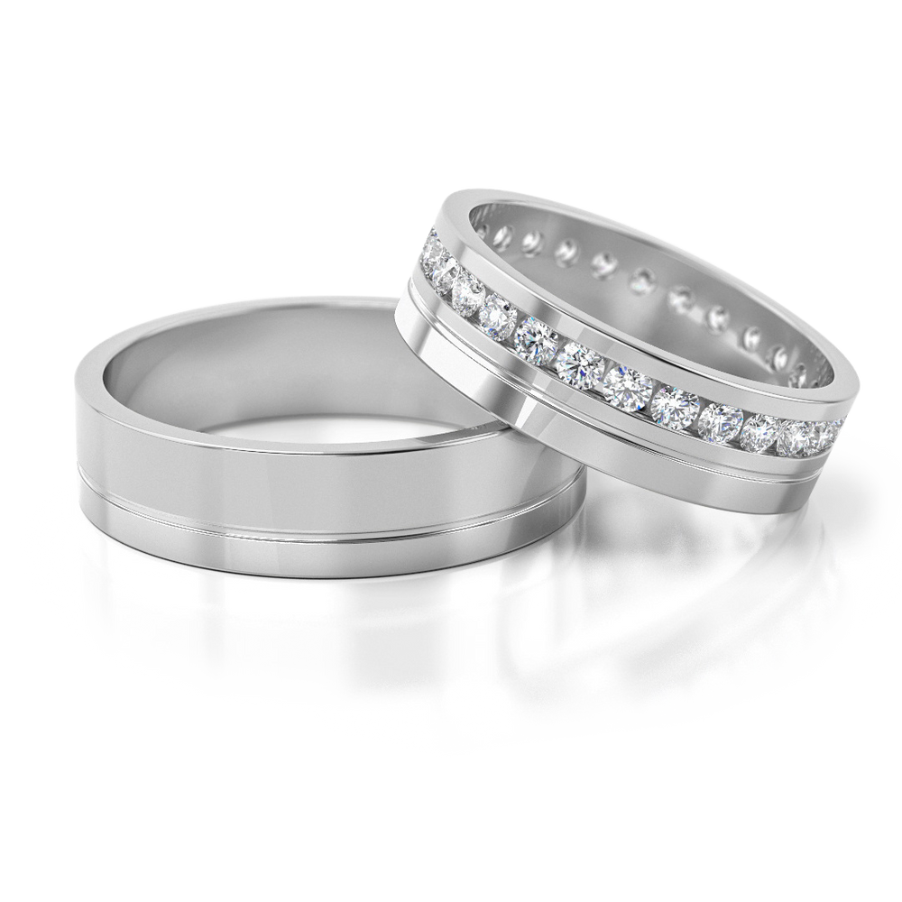 
                  
                    Vestuviniai žiedai geltono ir balto aukso su briliantais, 5.8 mm pločio
                  
                