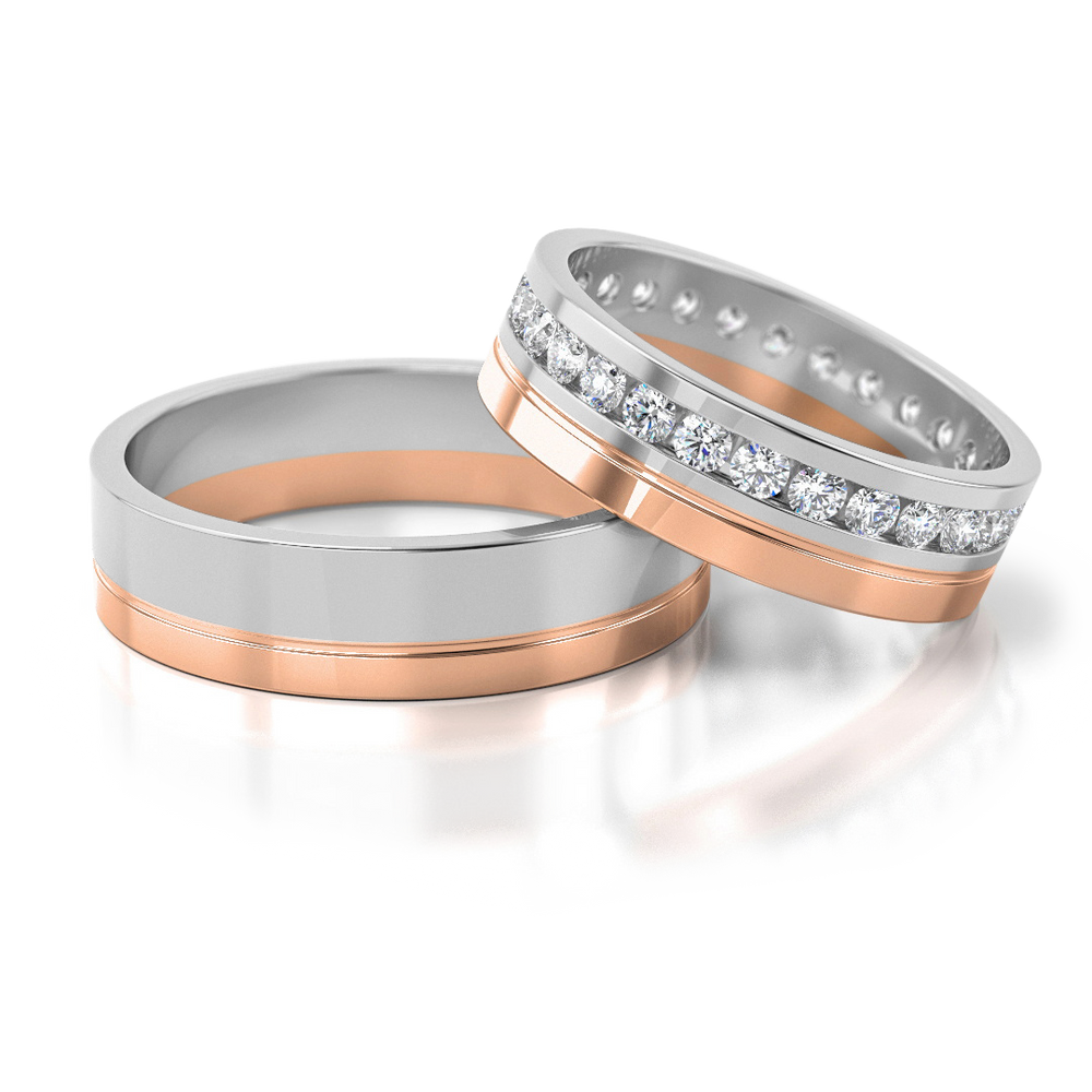 
                  
                    Vestuviniai žiedai geltono ir balto aukso su briliantais, 5.8 mm pločio
                  
                