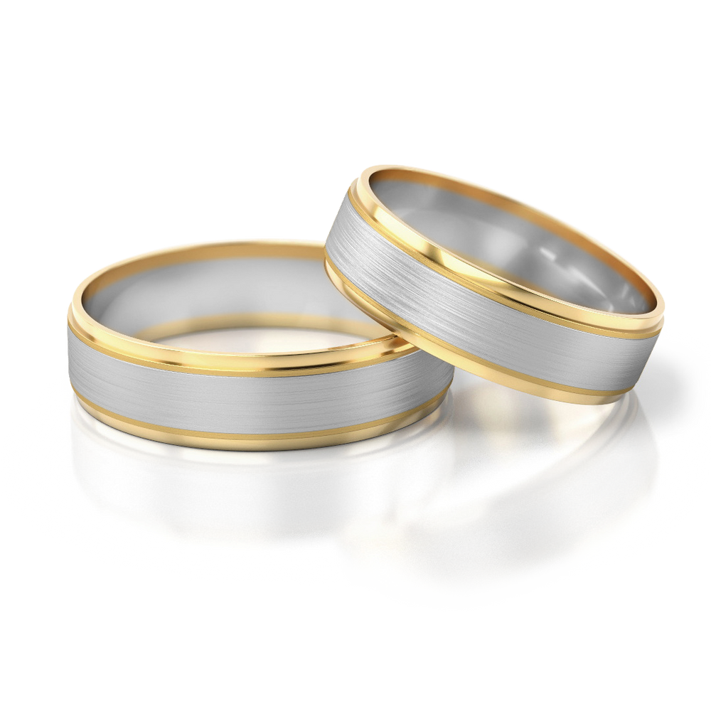 Vestuviniai žiedai geltono ir balto aukso, 5.3 mm pločio
