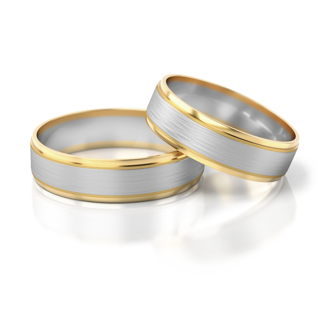 Vestuviniai žiedai geltono ir balto aukso, 5.3 mm pločio
