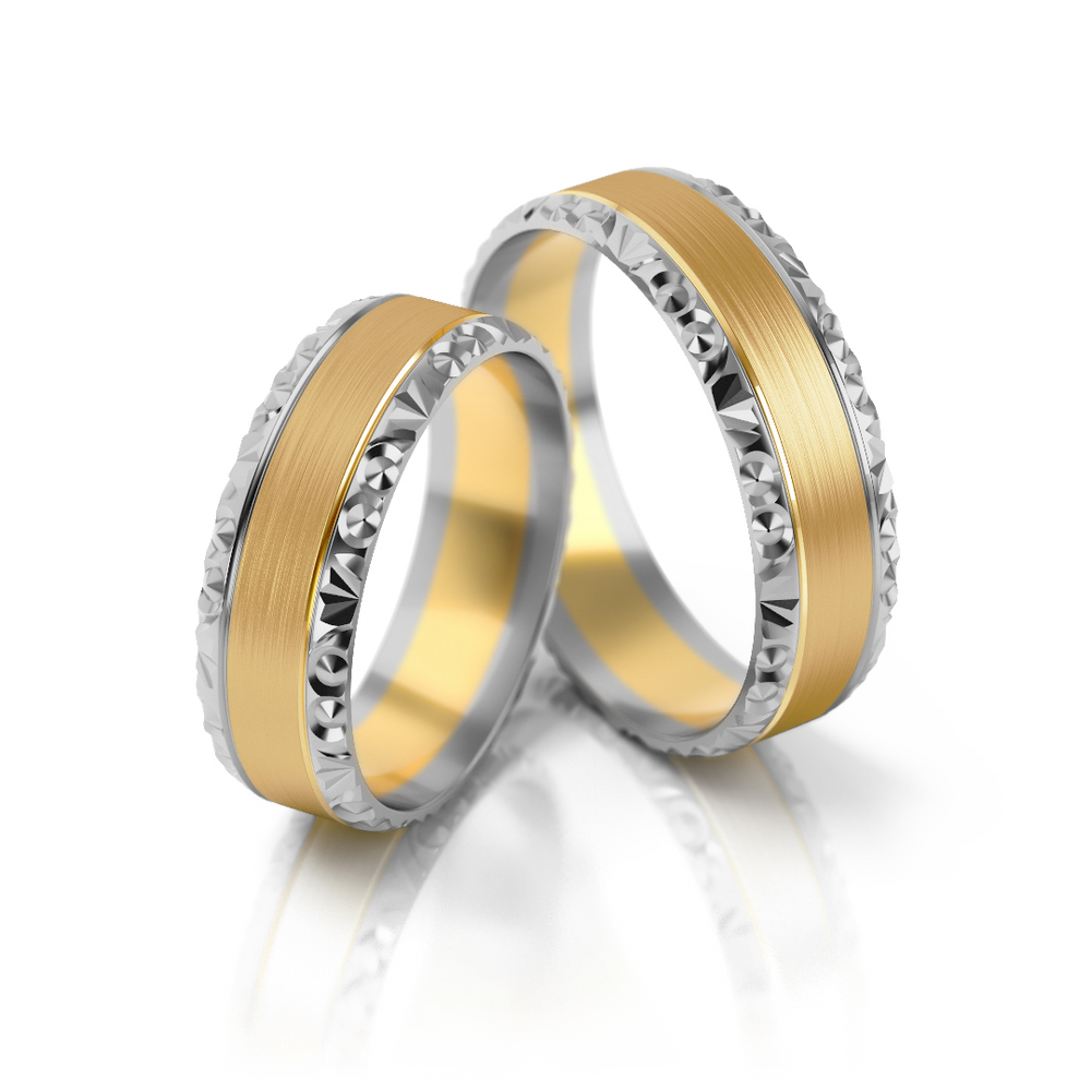 
                  
                    Vestuviniai žiedai geltono ir balto auksas, 6 mm pločio
                  
                