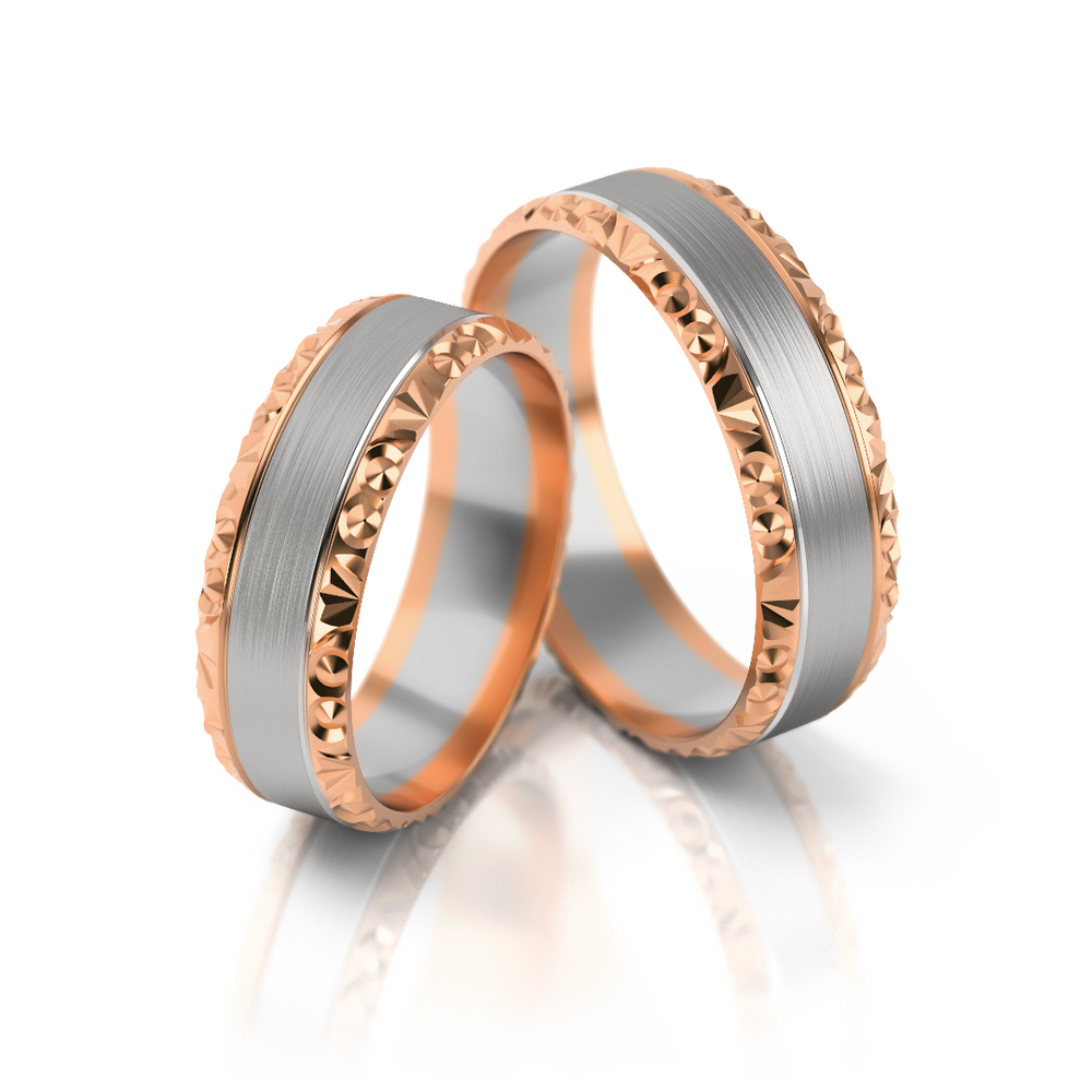 
                  
                    Vestuviniai žiedai geltono ir balto auksas, 6 mm pločio
                  
                