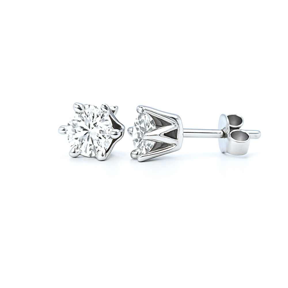 Balto aukso auskarai su 2 x 0.52 ct laboratoriniais briliantais | ADORO juvelyrika
