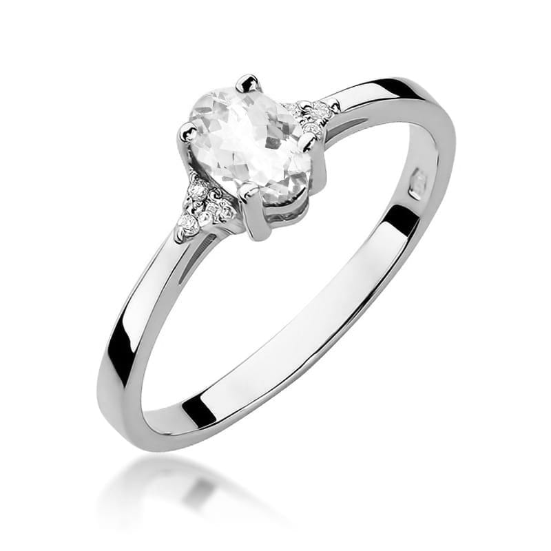 Balto aukso žiedas su 0.5 ct baltu safyru ir deimantais G301