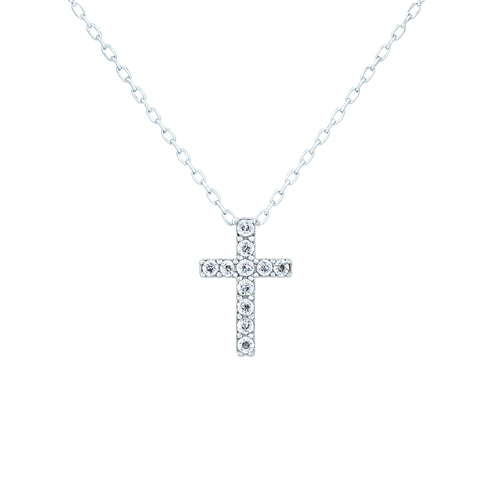 585 prabos balto aukso kaklo papuošalas su briliantais – ADORO juvelyrika