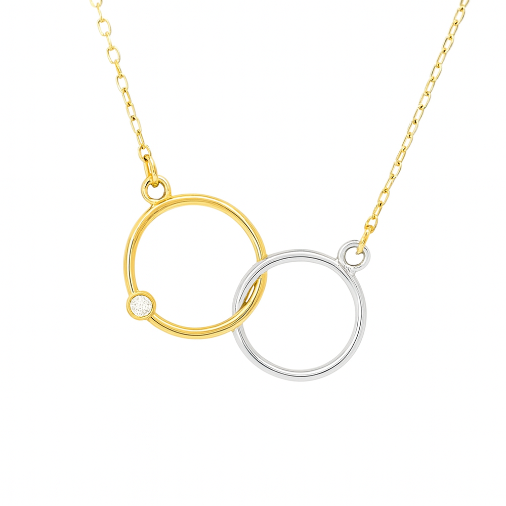 585 prabos geltono ir balto aukso kaklo papuošalas su briliantu, 1.53 g – ADORO juvelyrika