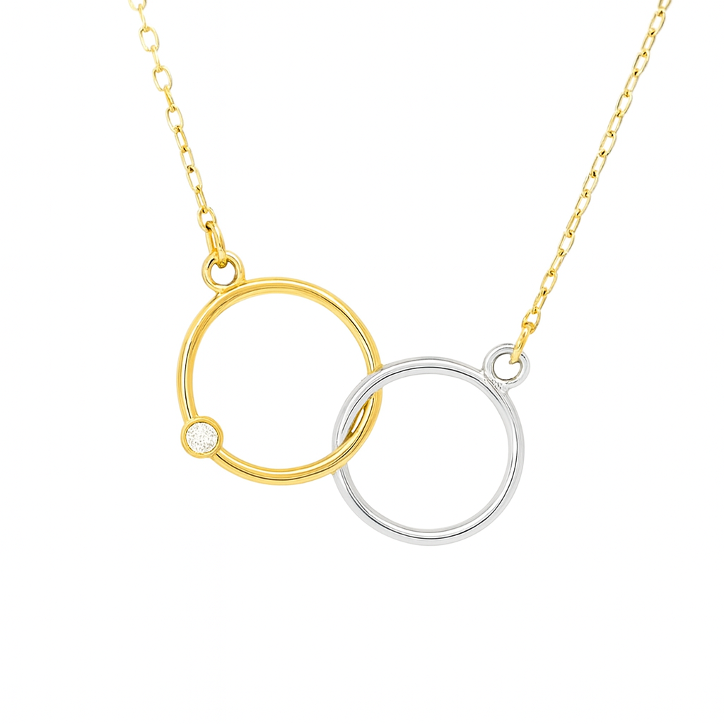 585 prabos geltono ir balto aukso kaklo papuošalas su briliantu, 1.53 g – ADORO juvelyrika