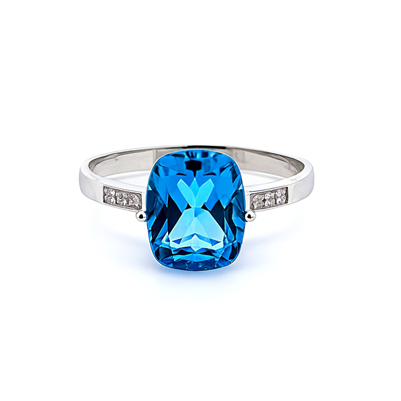 585 prabos baltas auksas su 2.40 ct topazu ir 0.03 ct deimantais – ADORO