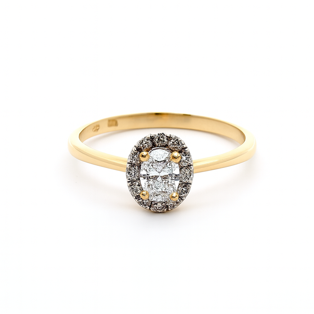 585 prabos žiedas su 0.40 ct laboratoriniais deimantais, elegantiškas dizainas – ADORO