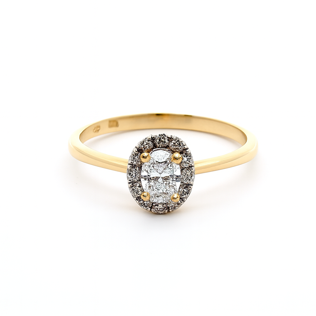 585 prabos žiedas su 0.40 ct laboratoriniais deimantais, elegantiškas dizainas – ADORO