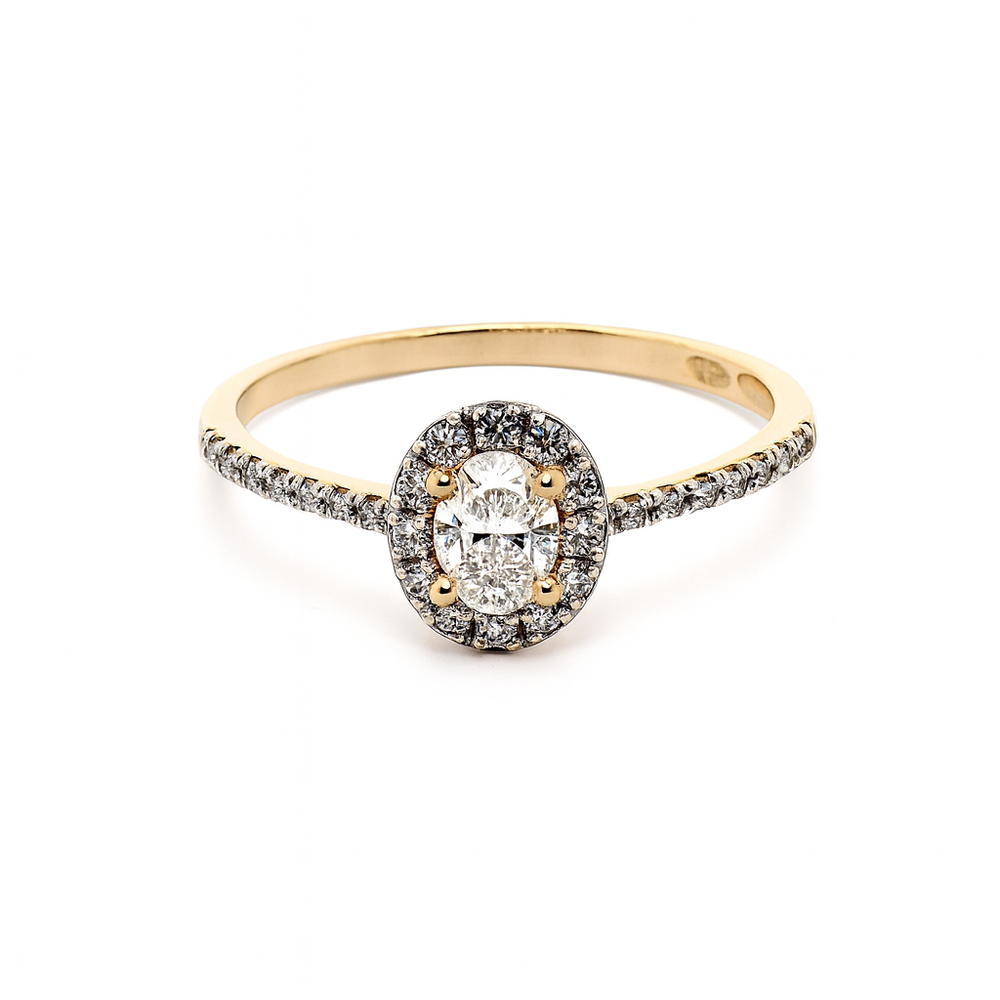 585 prabos žiedas su 0.47 ct laboratoriniais deimantais, klasikinis dizainas – ADORO