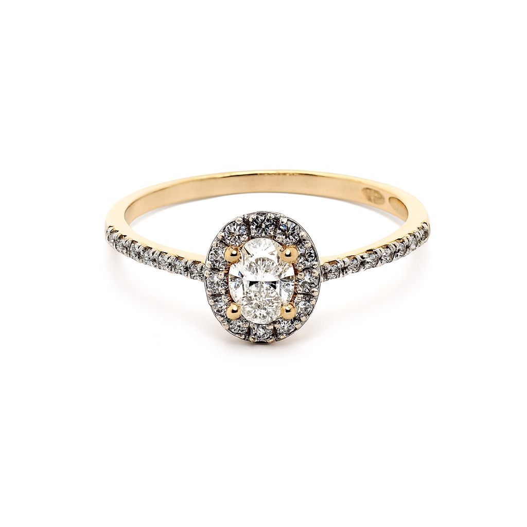 585 prabos žiedas su 0.47 ct laboratoriniais deimantais, klasikinis dizainas – ADORO