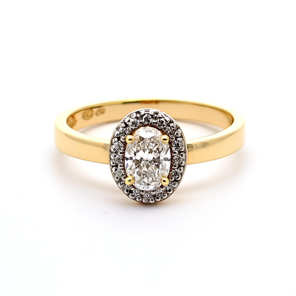 585 prabos žiedas su laboratoriniais deimantais 0.40 ct ir 0.08 ct – ADORO