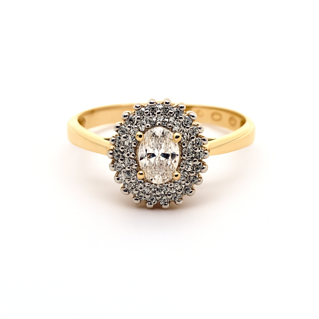 585 prabos žiedas su laboratoriniais deimantais, klasikinio dizaino spindesys – ADORO