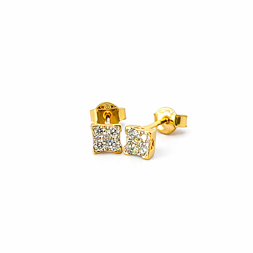 Geltono aukso auskarai su deimantais (0.16 ct) | ADORO juvelyrika