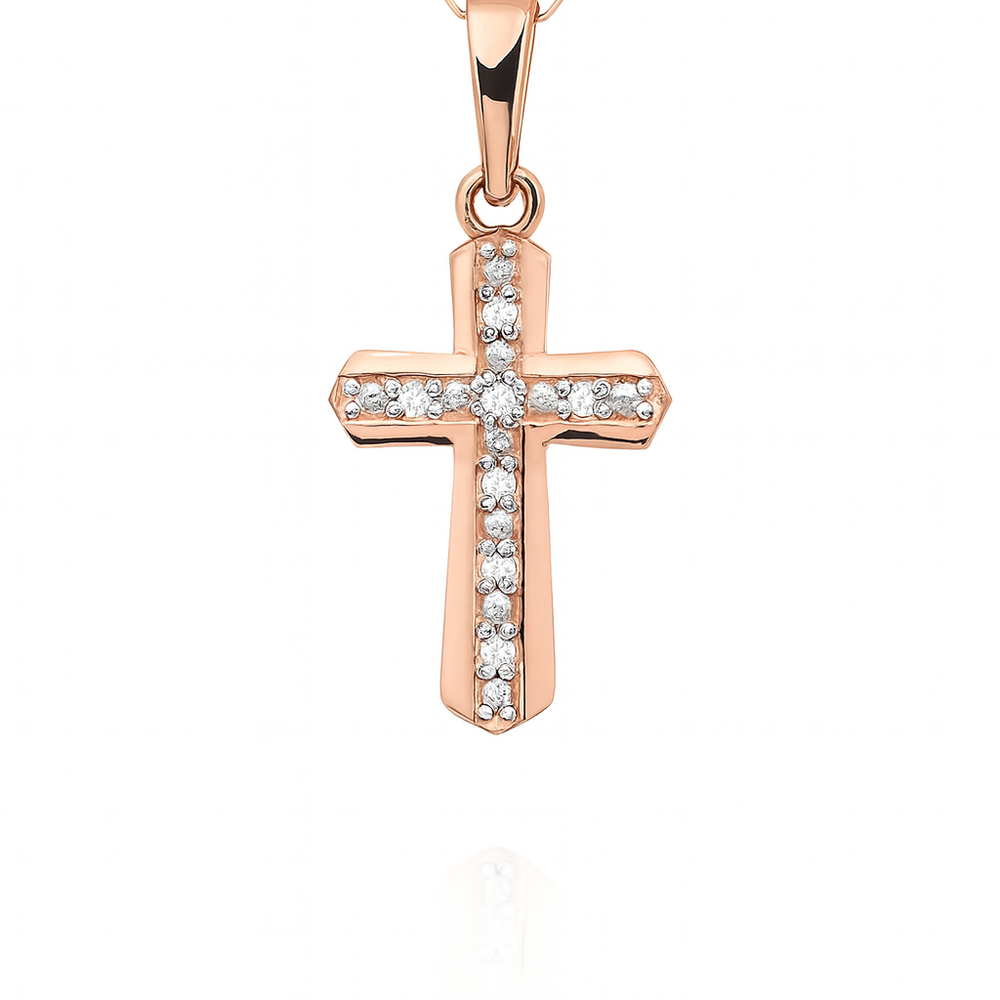 585 prabos raudono aukso pakabukas su briliantais, 0.99 g – ADORO juvelyrika