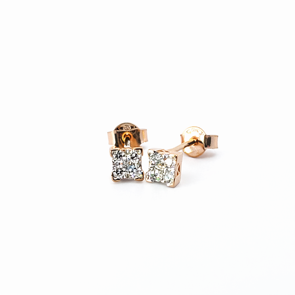 Rausvo aukso auskarai su deimantais (0.16 ct) | ADORO juvelyrika