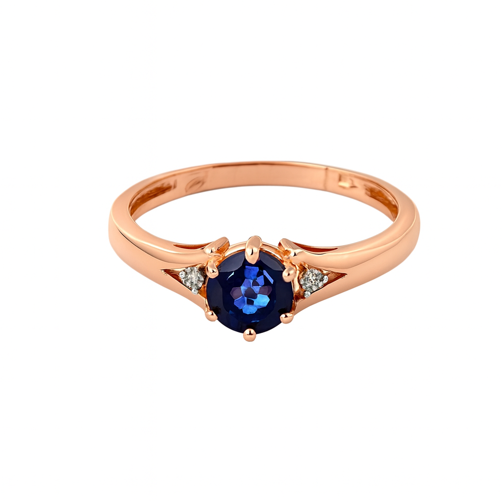 585 prabos safyro žiedas su dviem baltais briliantais – ADORO