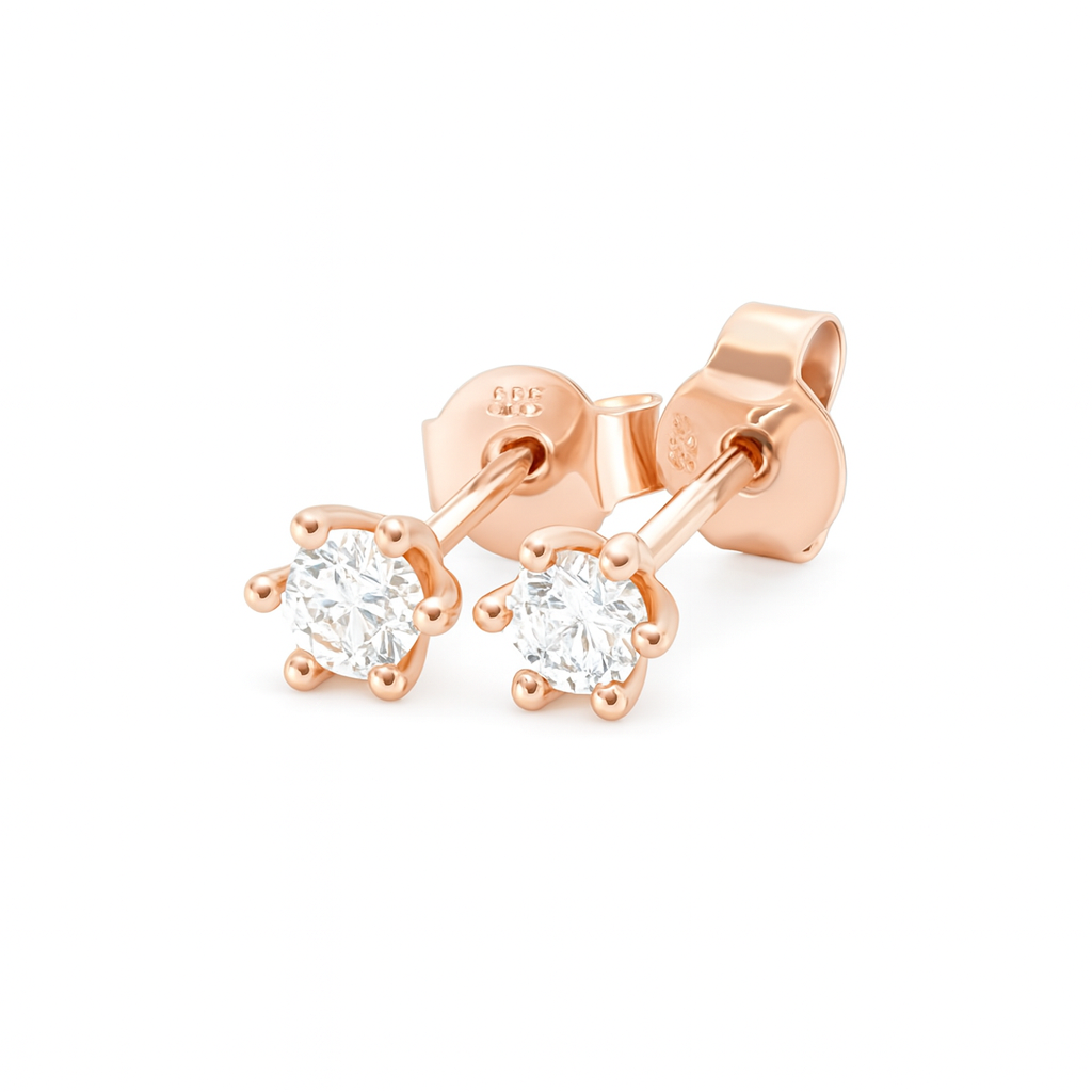 Raudono aukso auskarai su laboratoriniais briliantais, 0.20 ct, ADORO juvelyrika