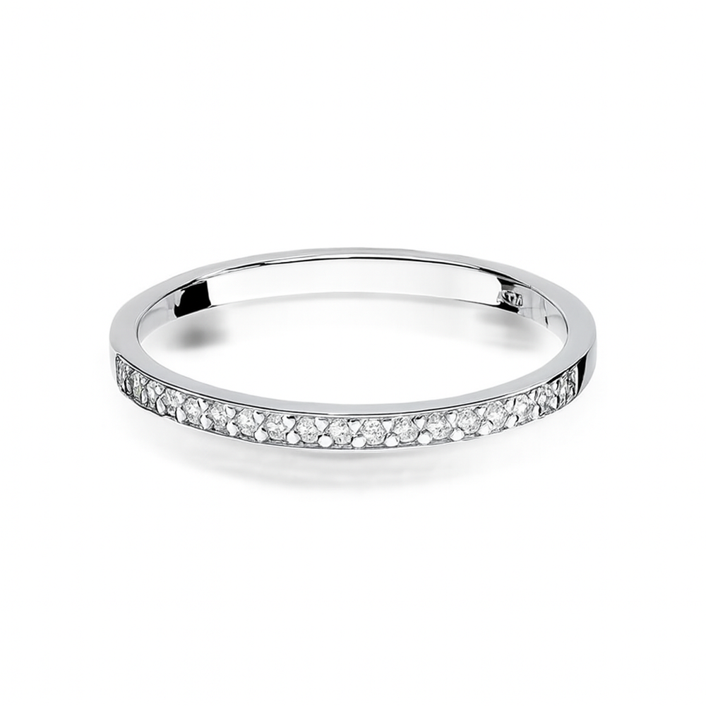 Baltas auksinis žiedas su 17 deimantų, 1.3 g, 0.085 ct