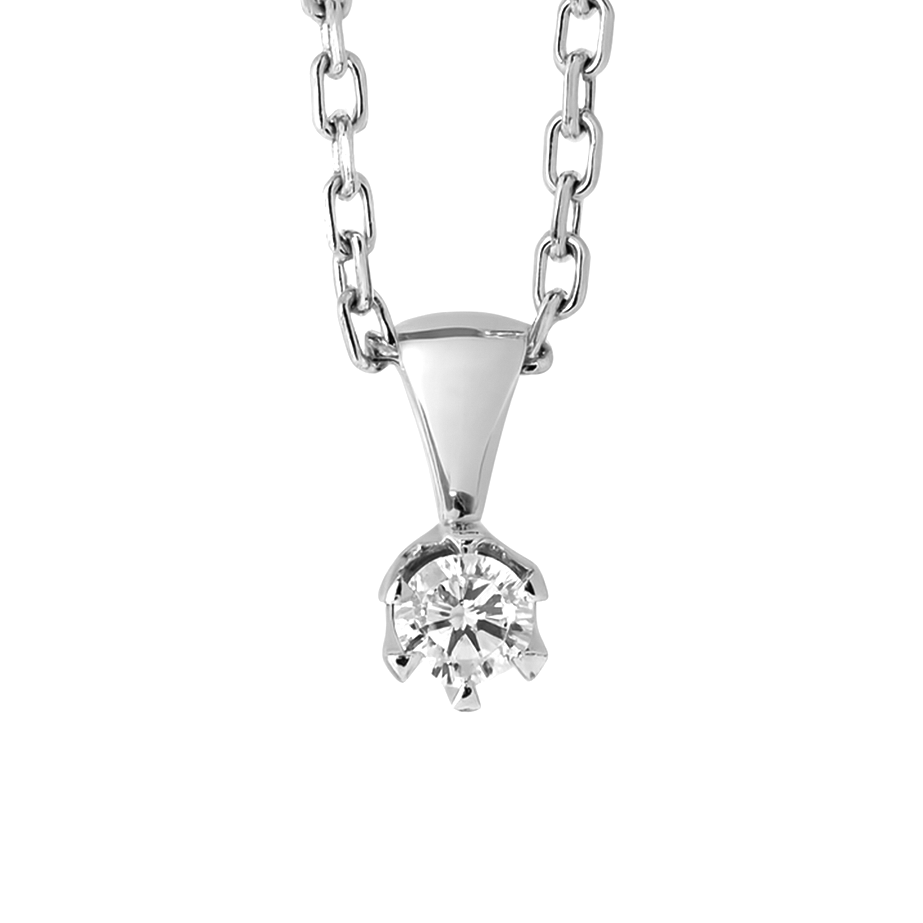 Balto aukso pakabukas su 0.52 ct laboratoriniu briliantu | ADORO juvelyrika