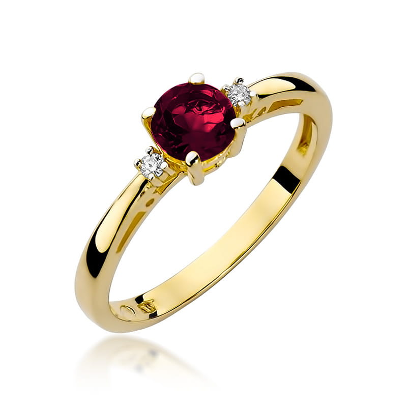 Geltono aukso žiedas su 0.5 ct granatu ir briliantais GD