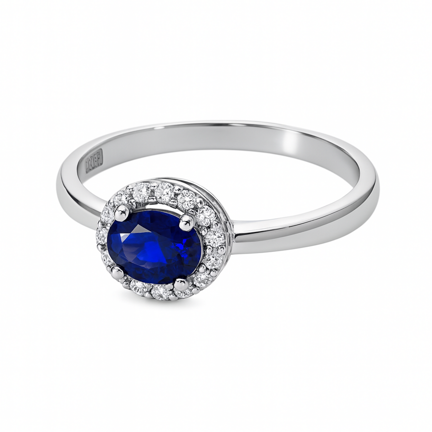 Auksinis žiedas su safyru ir briliantais sapphire | ADORO juvelyrika