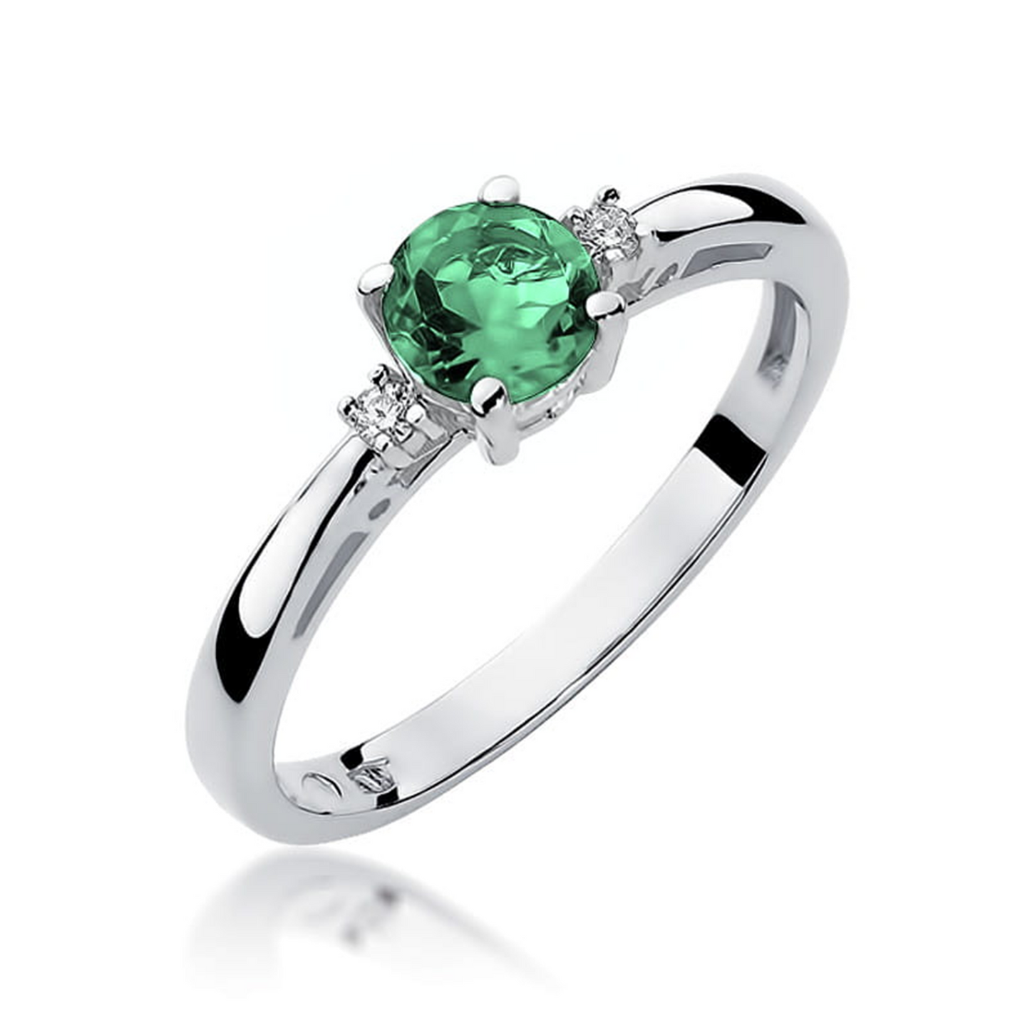 Balto aukso žiedas su 0.5 ct smaragdu ir briliantais Green | ADORO juvelyrika
