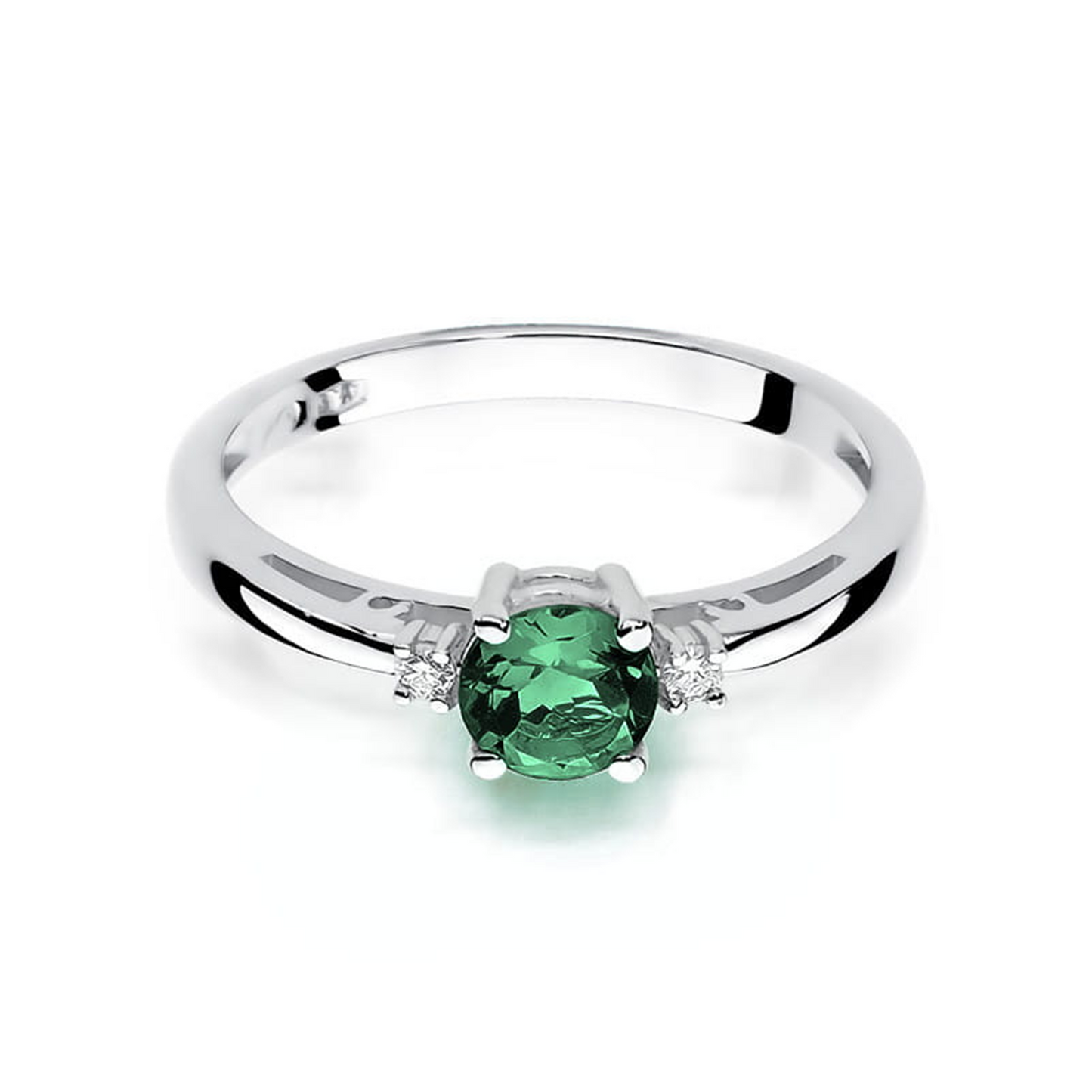 Balto aukso žiedas su 0.5 ct smaragdu ir briliantais Green | ADORO juvelyrika