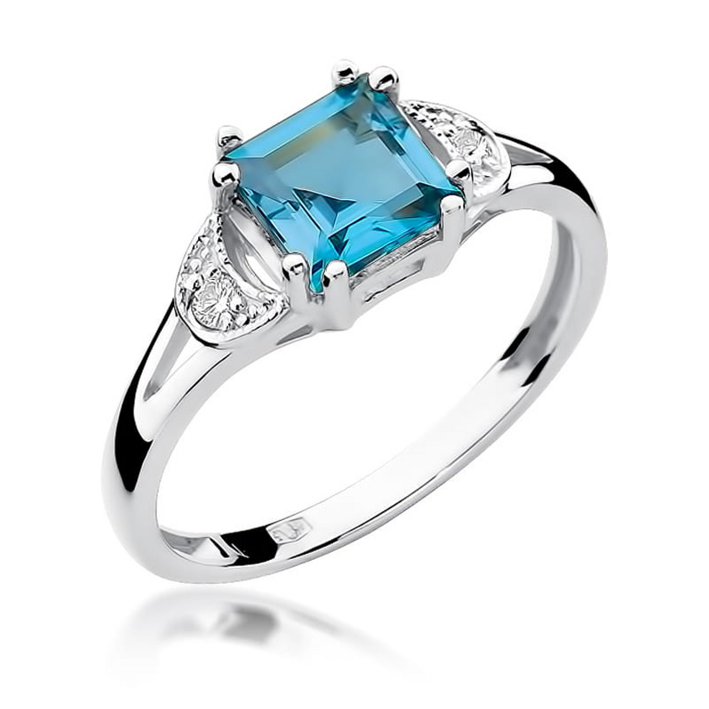 Balto aukso žiedas su 1.4 ct topazu ir deimantais BTBR | ADORO juvelyrika