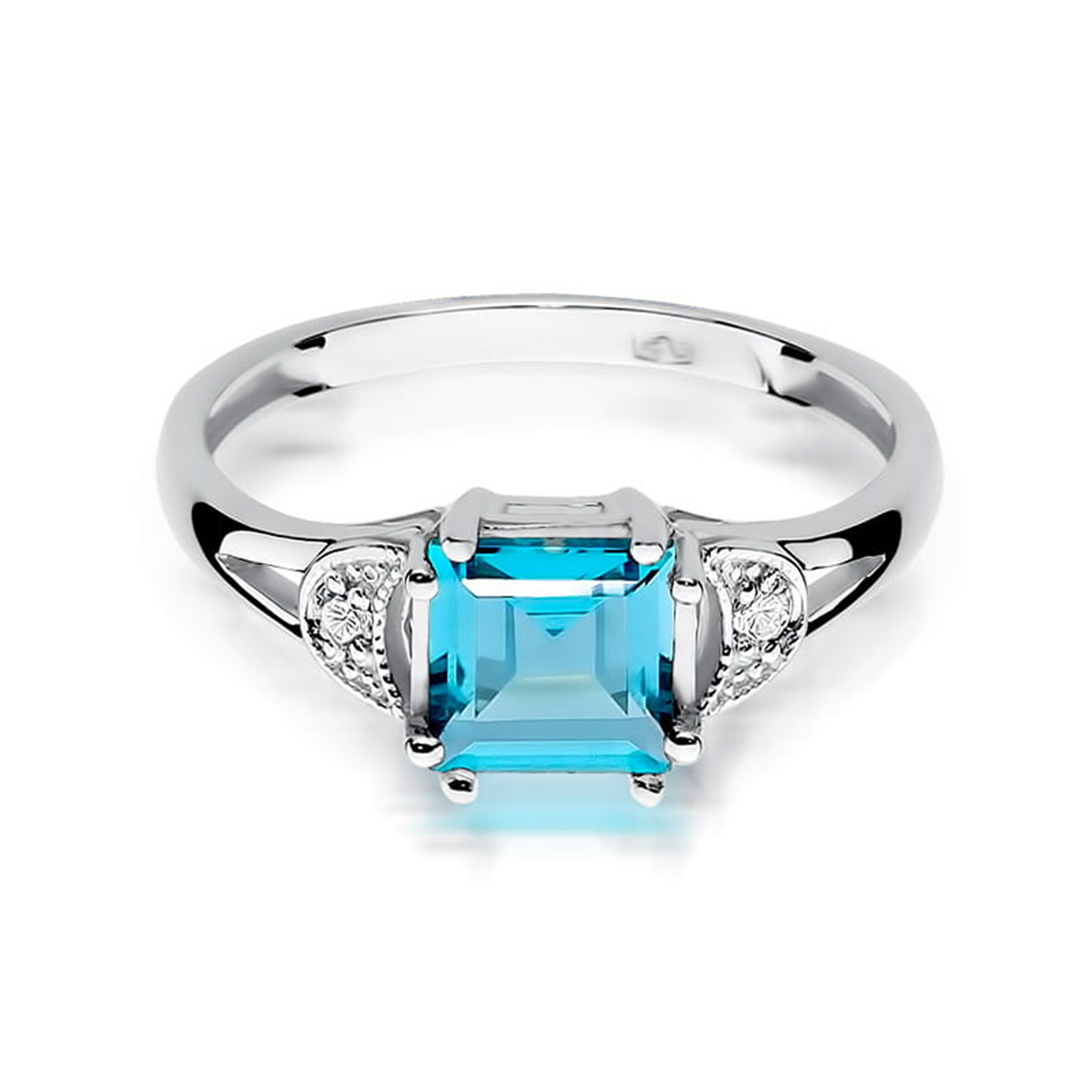 Balto aukso žiedas su 1.4 ct topazu ir deimantais BTBR | ADORO juvelyrika