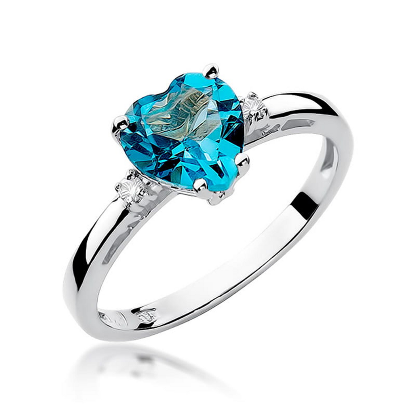 Balto aukso žiedas su 1.7 ct topazu ir briliantais ŠIRDIS | ADORO juvelyrika