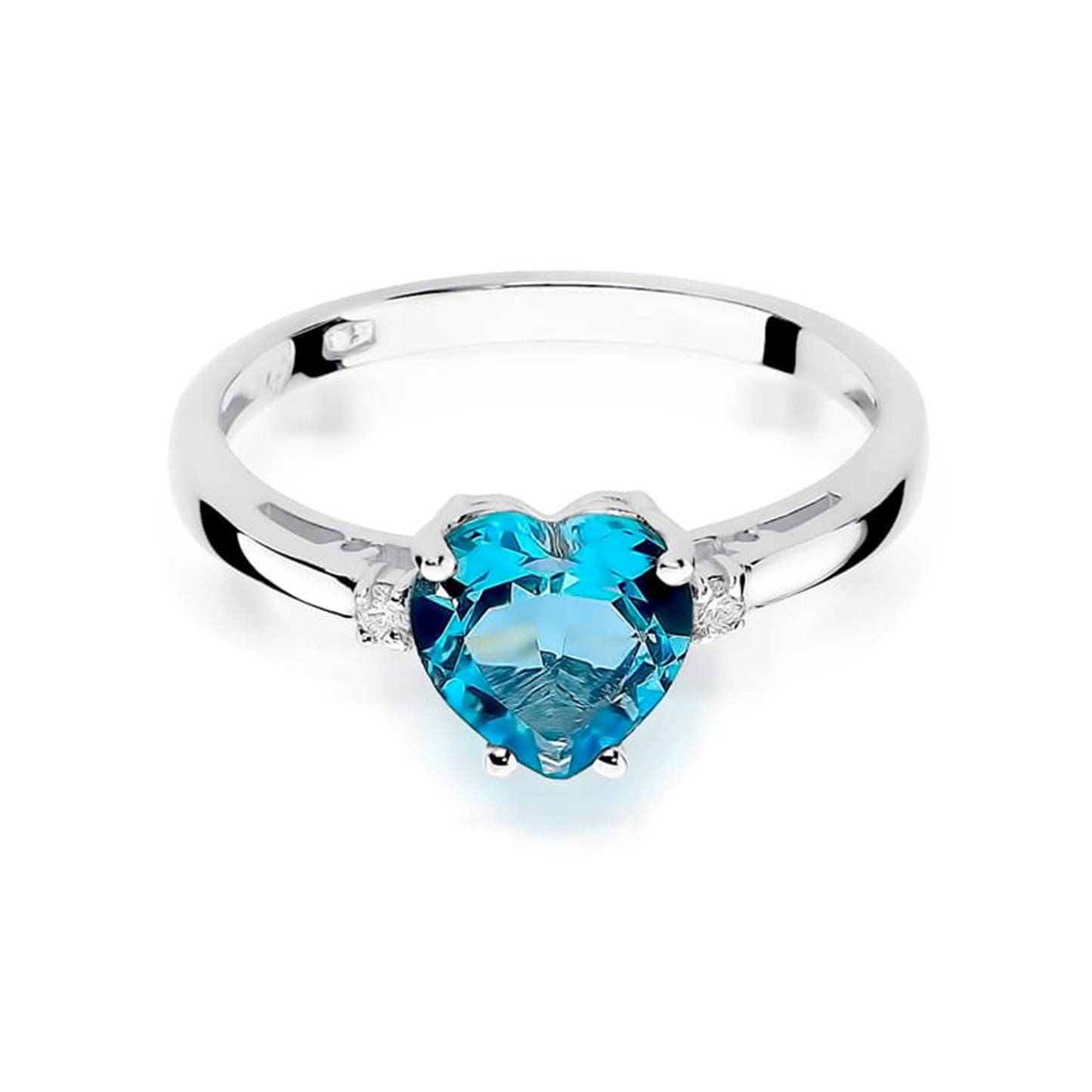 Balto aukso žiedas su 1.7 ct topazu ir briliantais ŠIRDIS | ADORO juvelyrika