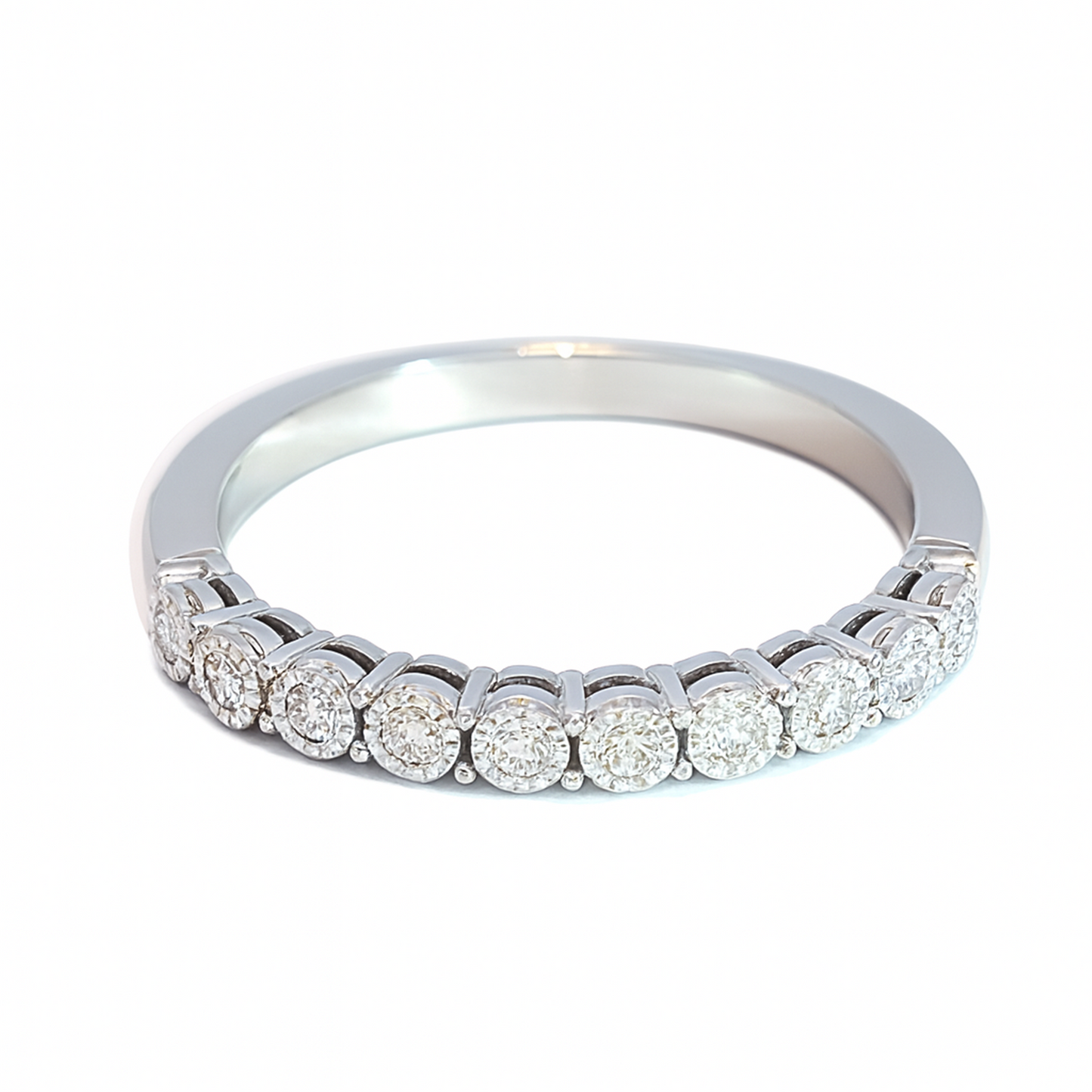 Balto aukso žiedas su 10 briliantų, 2.24 g, 0.13 ct | ADORO juvelyrika
