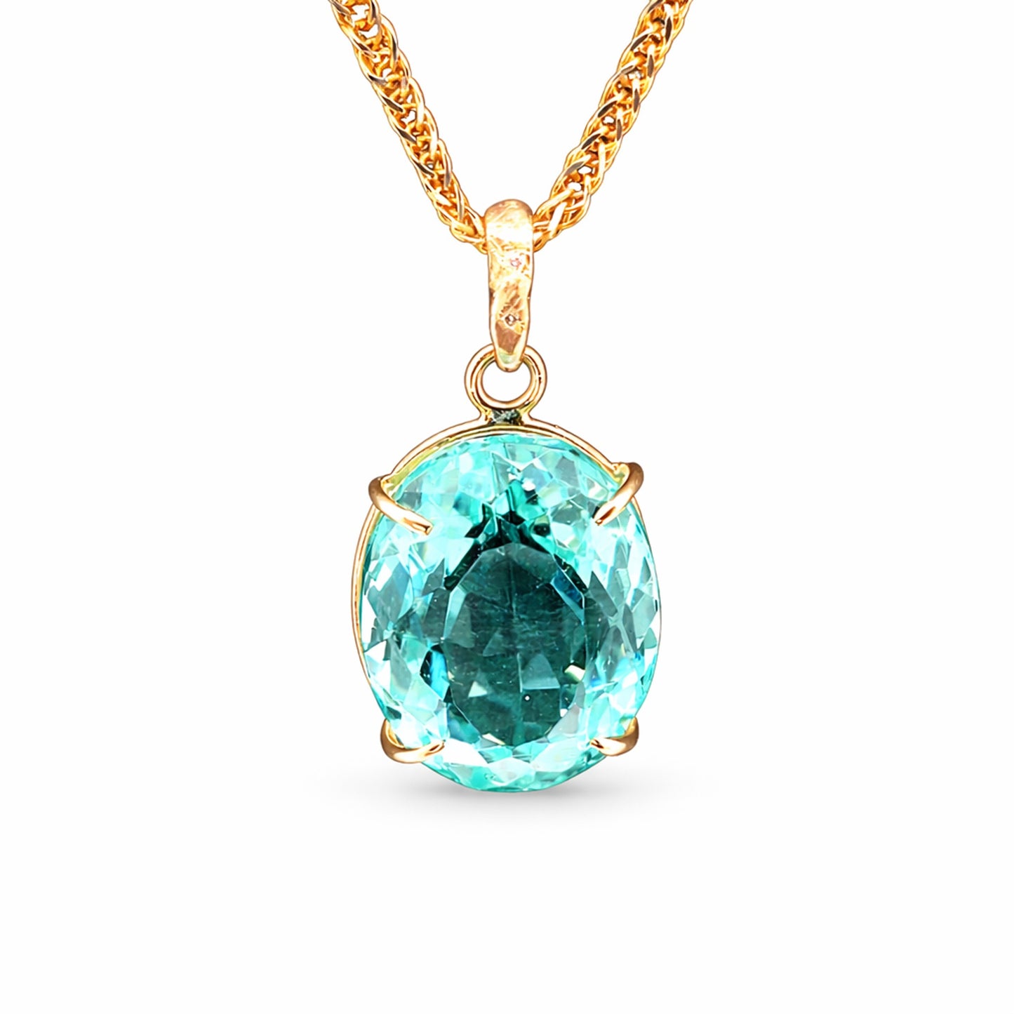 Geltono aukso pakabukas su akvamarinu, ADORO juvelyrika