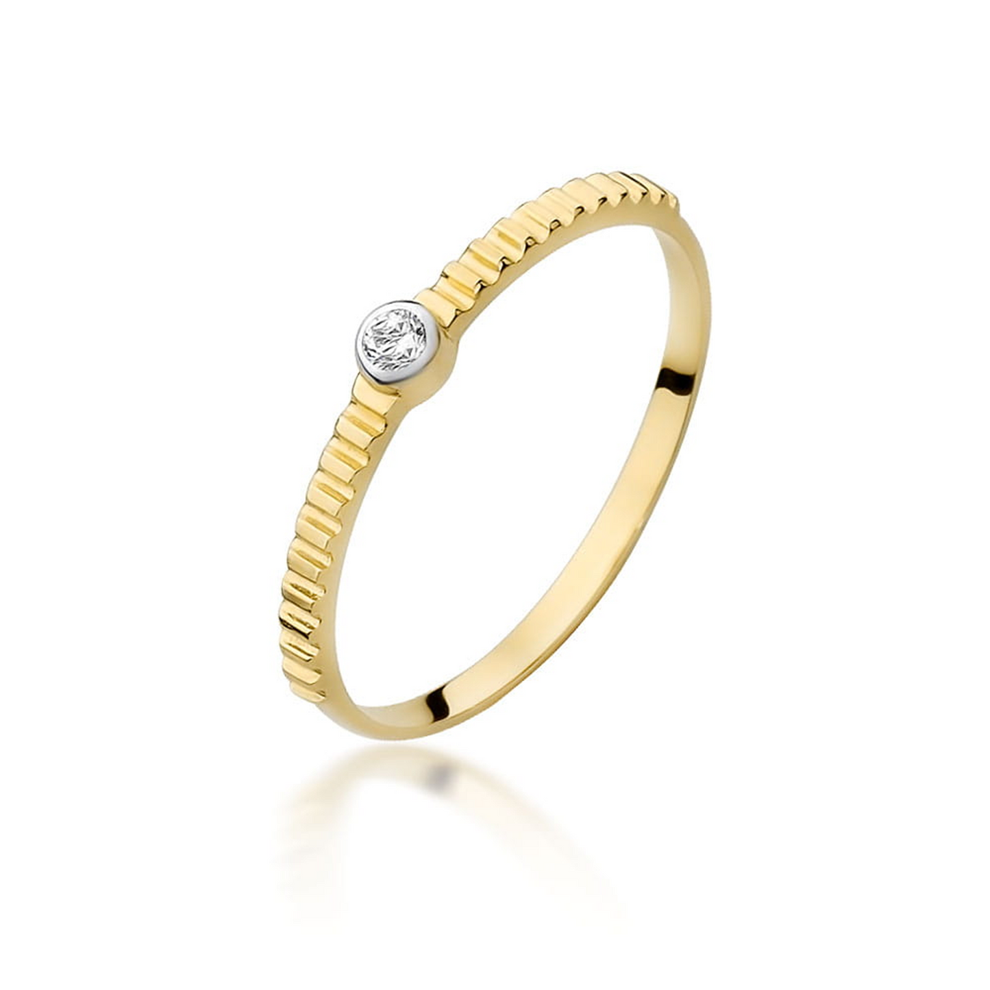 Geltono aukso žiedas su 0,04 ct deimantu G0512 | ADORO juvelyrika