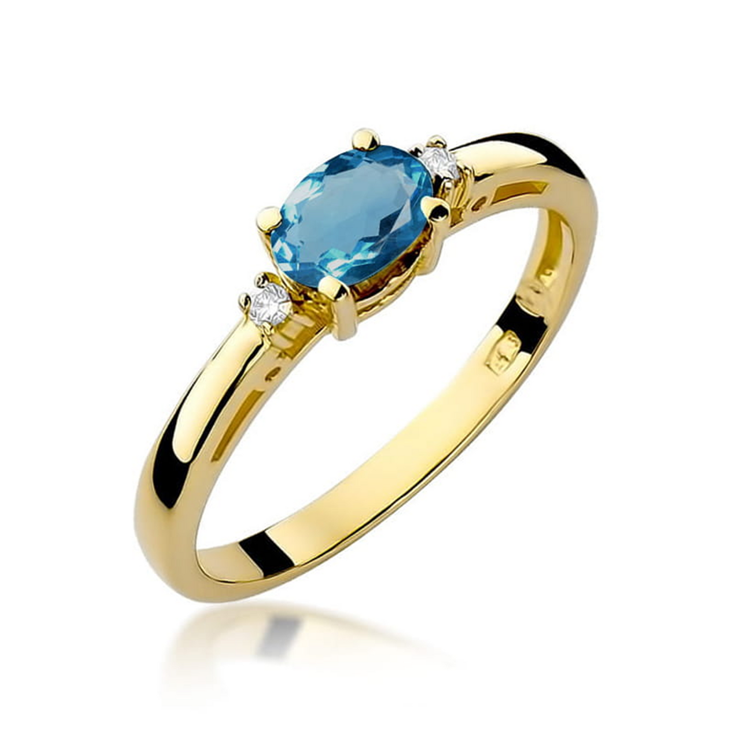 Geltono aukso žiedas su 0.5 ct London Blue topazu ir briliantais LB | ADORO juvelyrika
