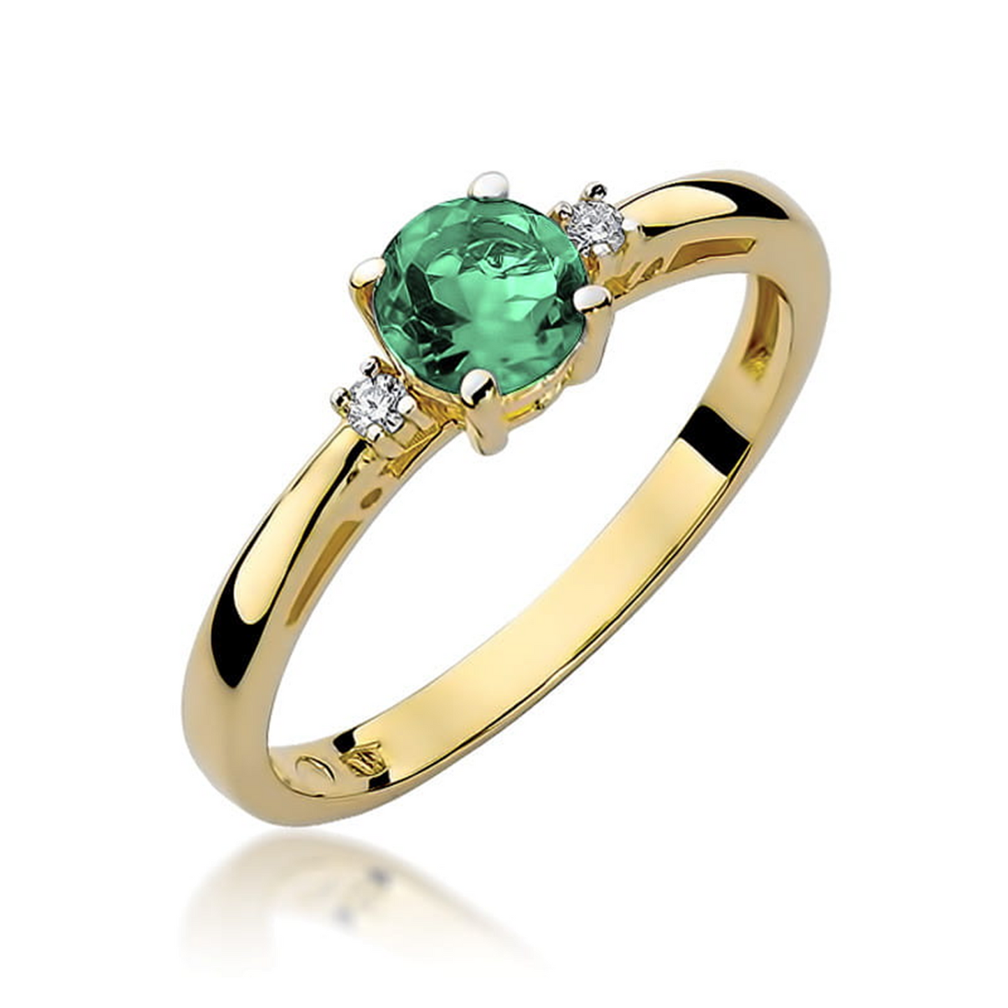 Geltono aukso žiedas su 0.5 ct smaragdu ir briliantais Green | ADORO juvelyrika