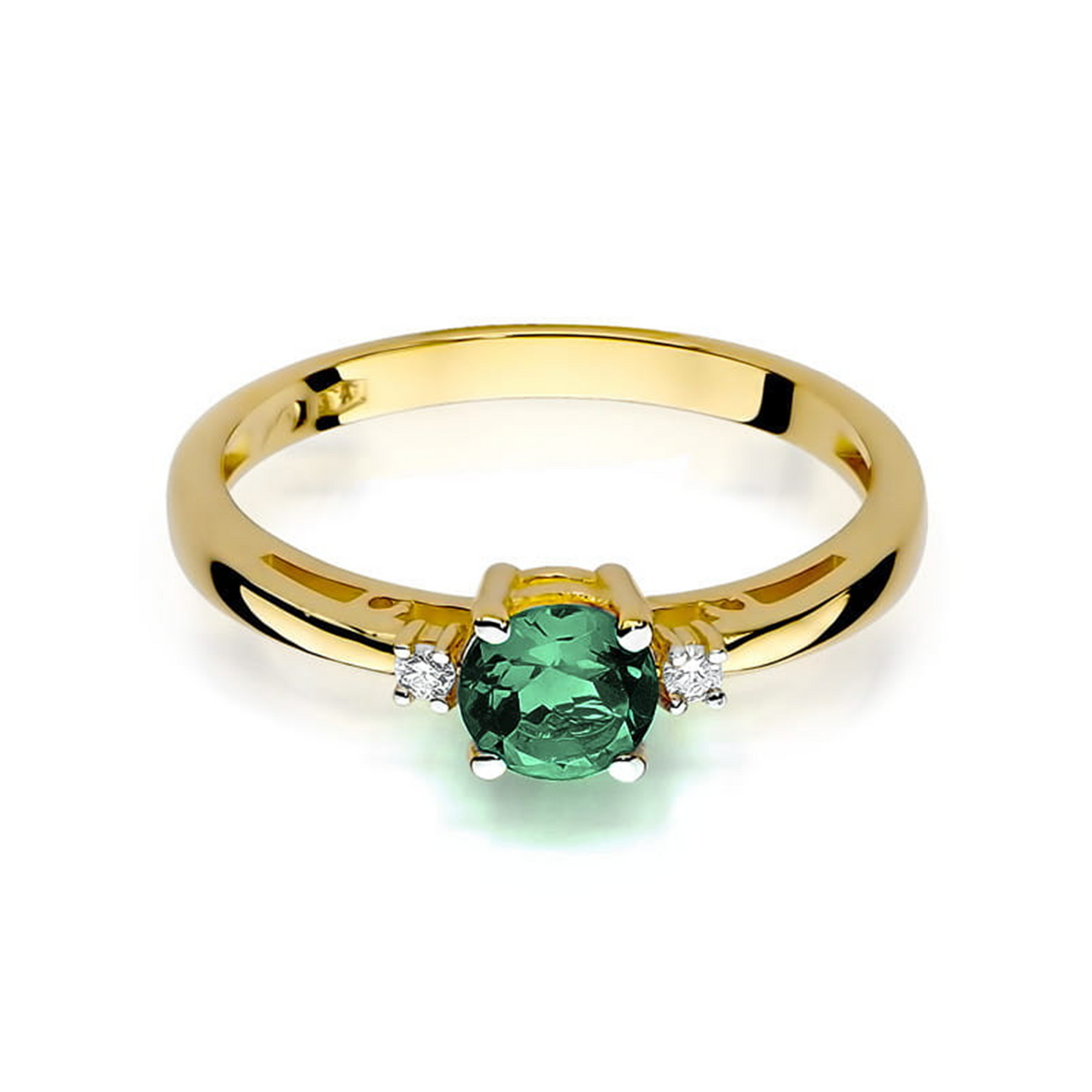 Geltono aukso žiedas su 0.5 ct smaragdu ir briliantais Green | ADORO juvelyrika