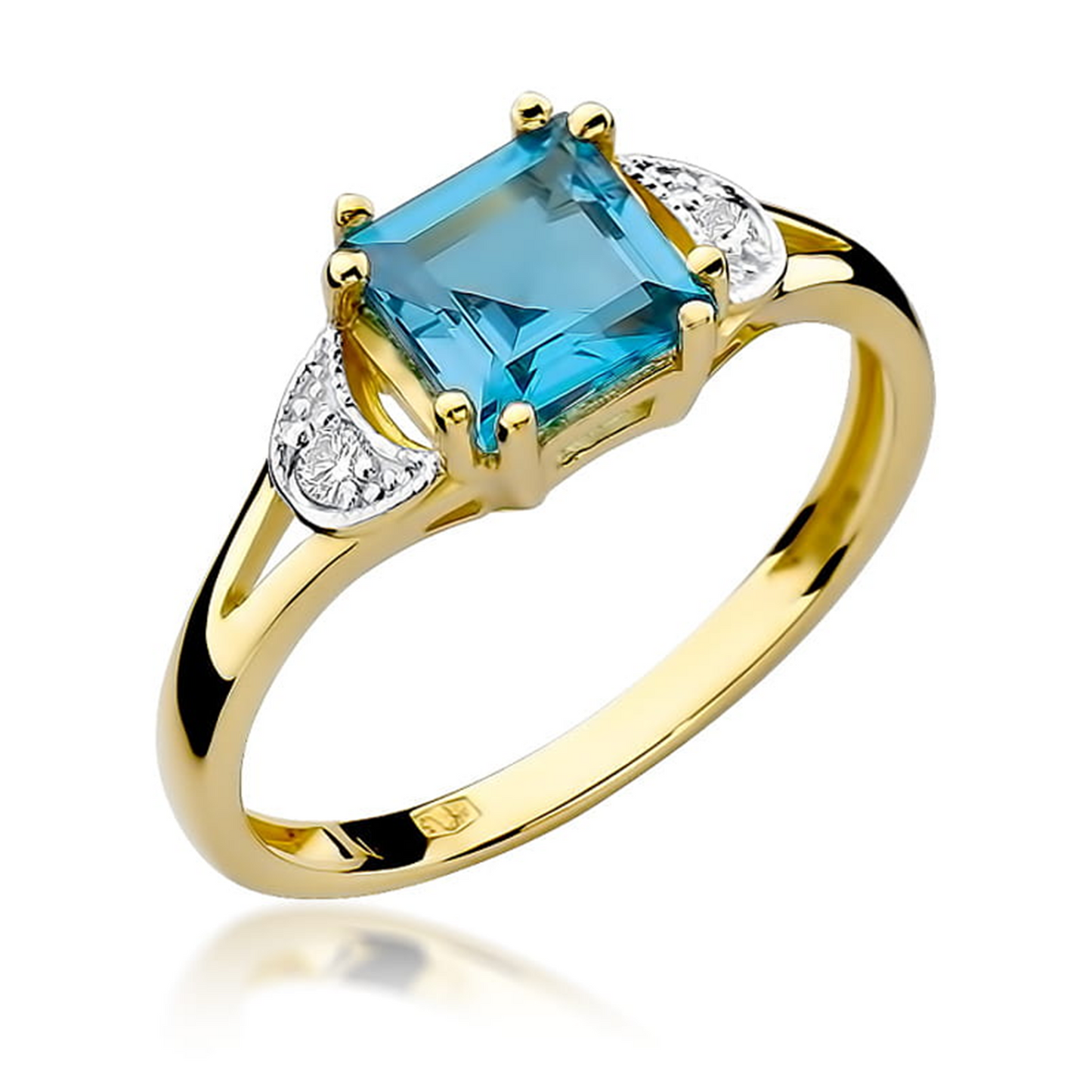 Geltono aukso žiedas su 1.4 ct topazu ir deimantais BTBR | ADORO juvelyrika