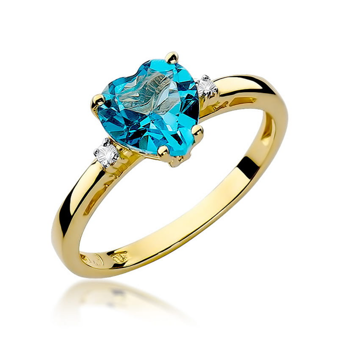 Geltono aukso žiedas su 1.7 ct topazu ir briliantais ŠIRDIS | ADORO juvelyrika
