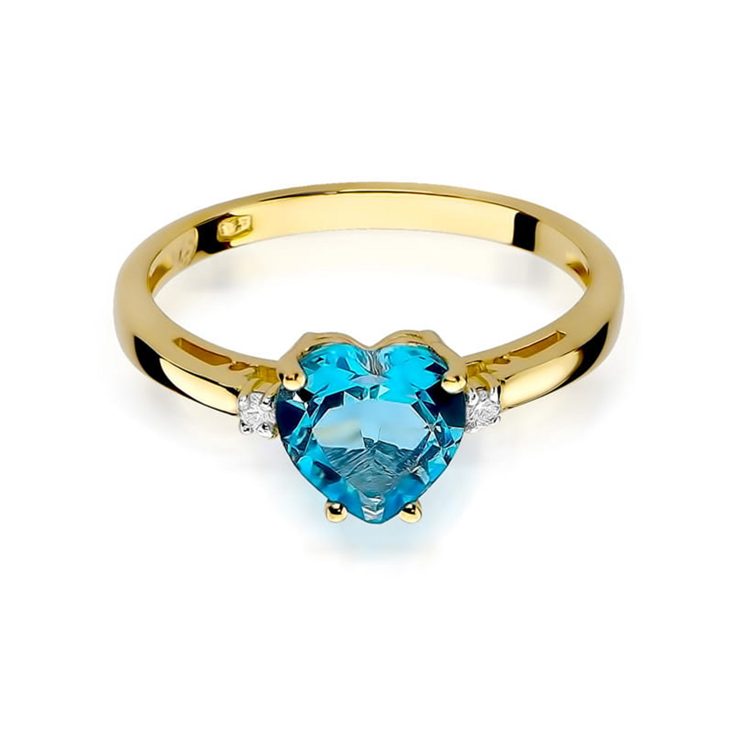 Geltono aukso žiedas su 1.7 ct topazu ir briliantais ŠIRDIS | ADORO juvelyrika