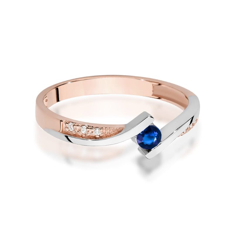 Tai išskirtinis ir elegantiškas žiedas! Raudono ir balto aukso derinys suteikia kontrasto bei prabangos, o 0.12 ct safyras prideda spalvos ir aristokratiško žavesio. Maži deimantai aplink safyrą arba įkomponuoti į dizainą suteikia papildomo spindesio ir rafinuotumo.