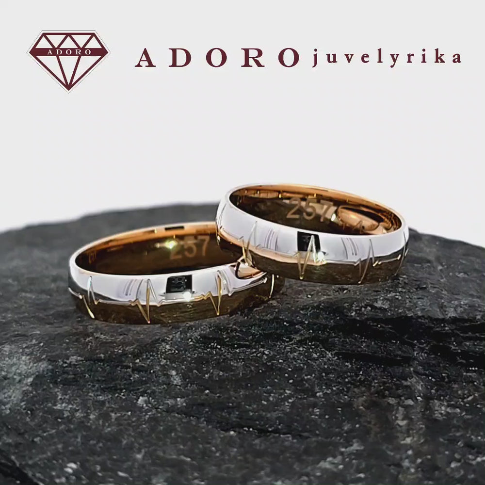 Geltono ir balto aukso 585 prabos vestuviniai žiedai – ADORO