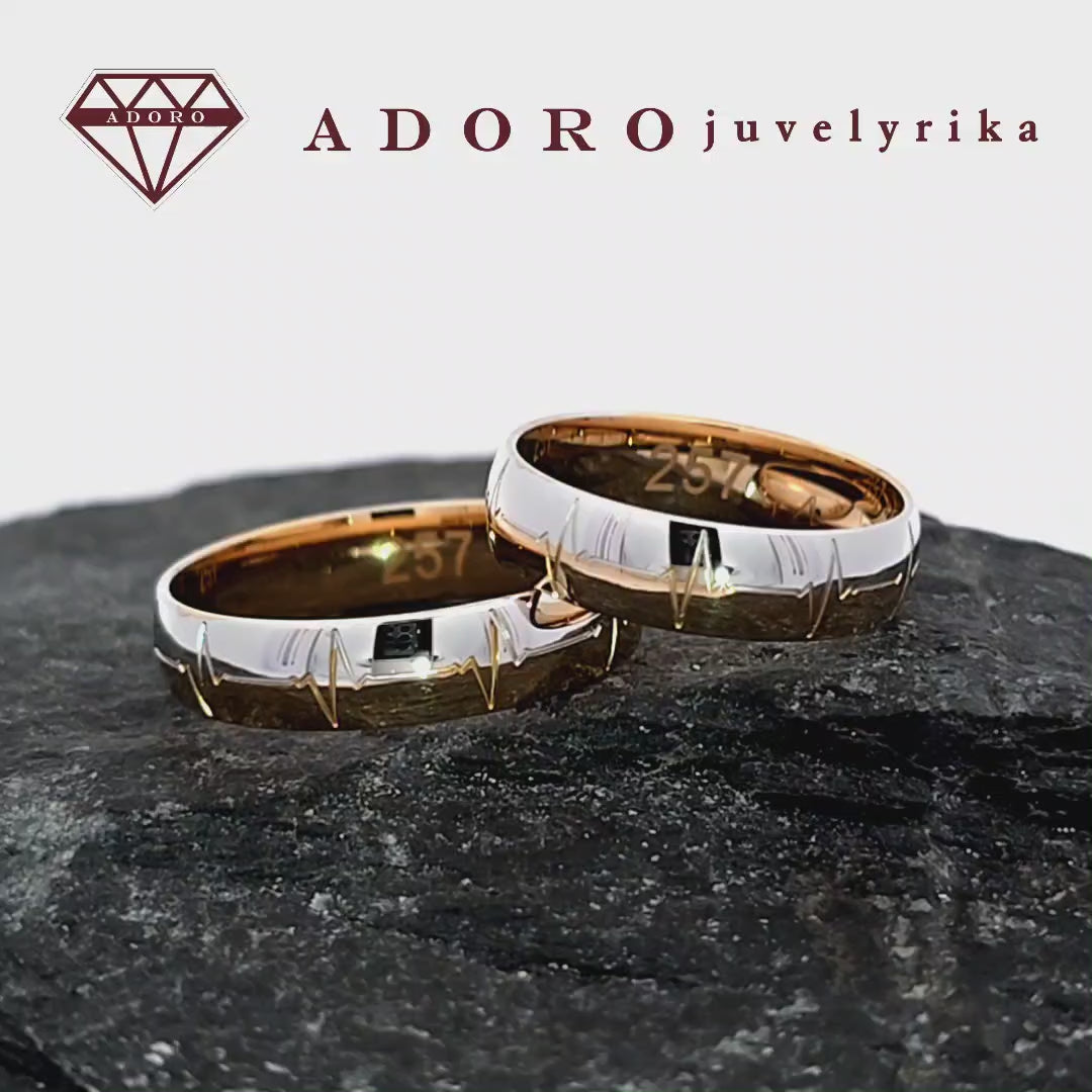 Geltono ir balto aukso 585 prabos vestuviniai žiedai – ADORO