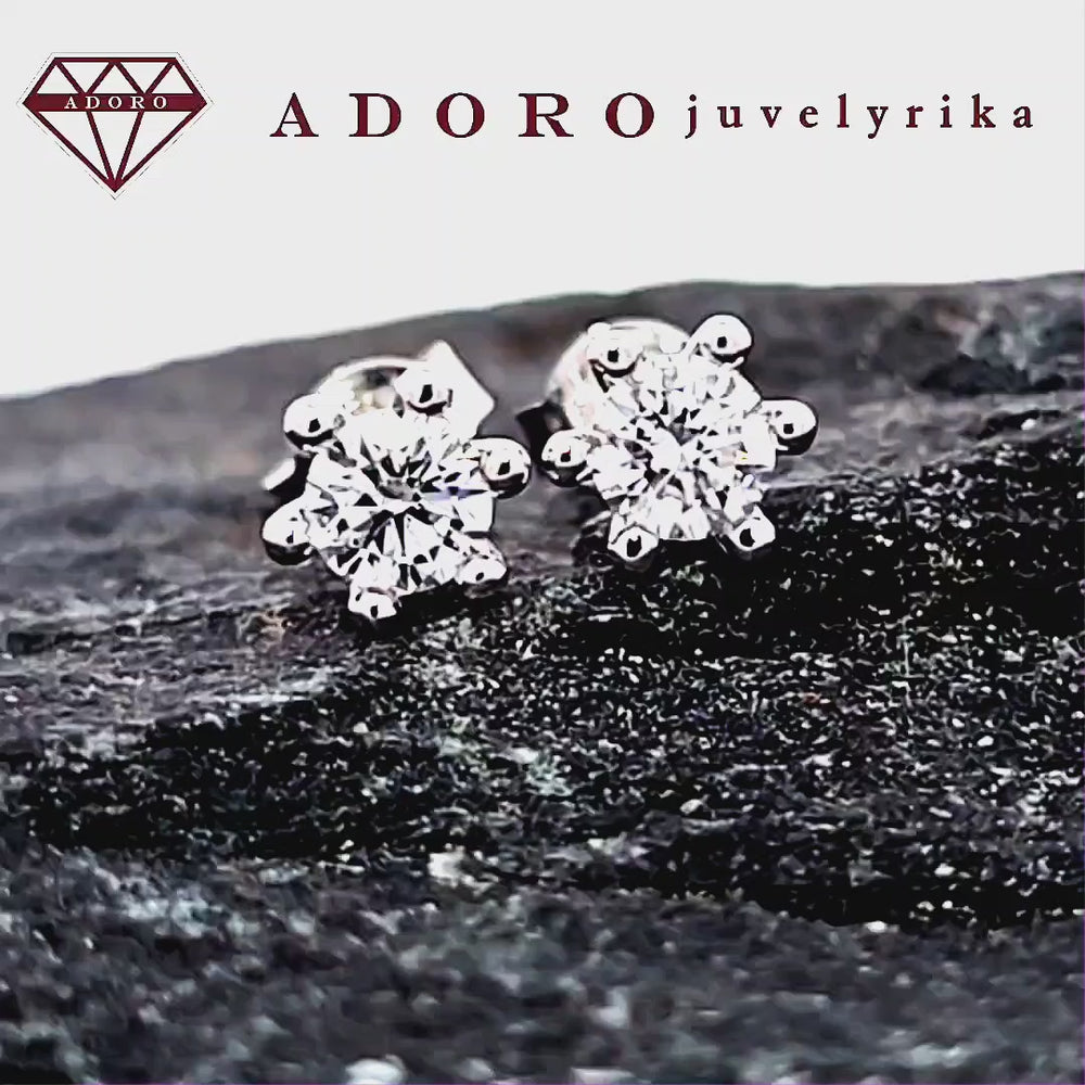 Balto aukso auskarai su laboratoriniais briliantais, 0,60 ct, ADORO juvelyrika