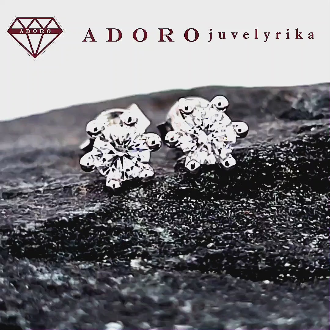 Balto aukso auskarai su laboratoriniais briliantais, 0,60 ct, ADORO juvelyrika